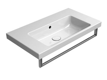NORM 70X40 - Rectangular single ceramic washbasin with towel rail by GSI ceramica - view 2